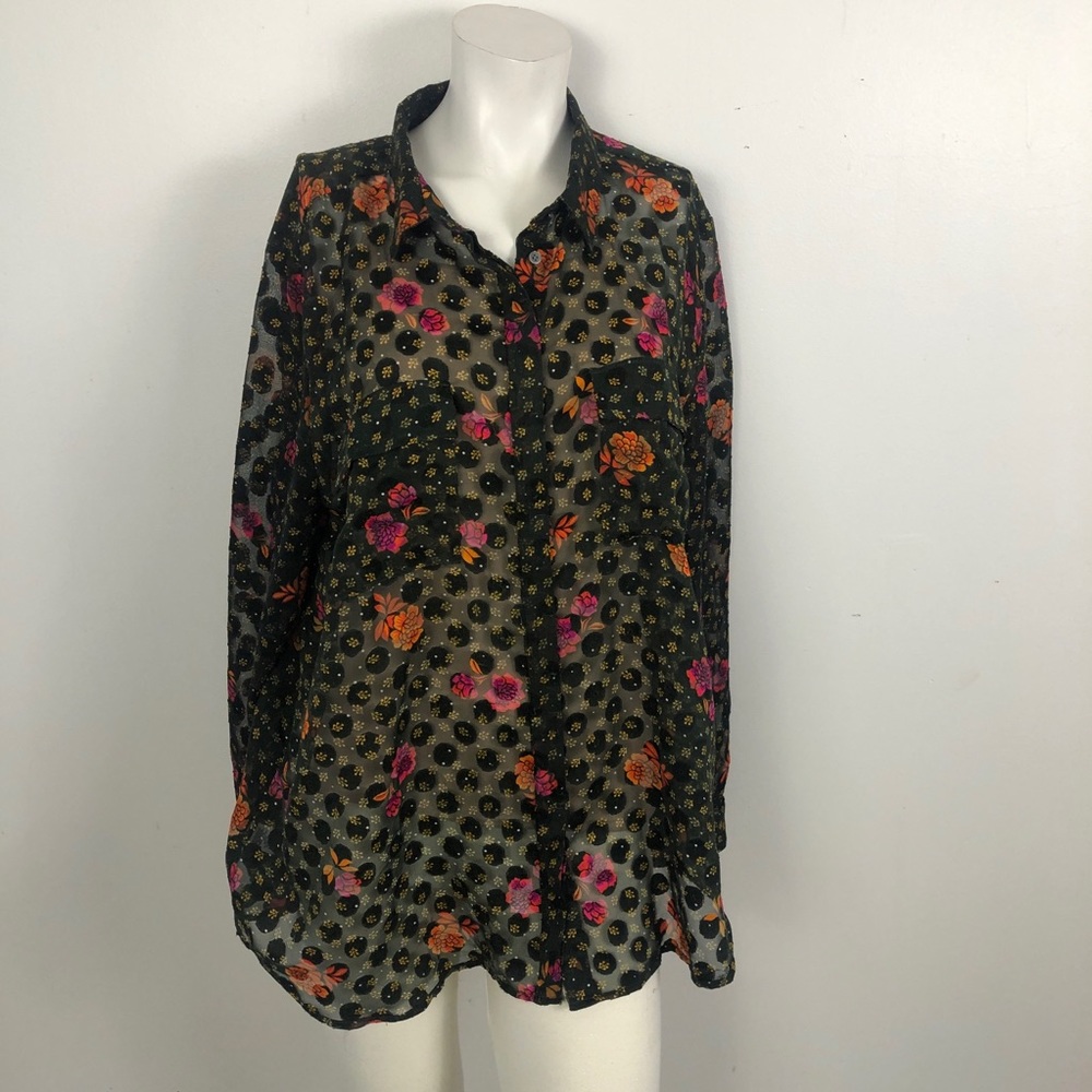 LOFT Floral Print Button Down Shirt